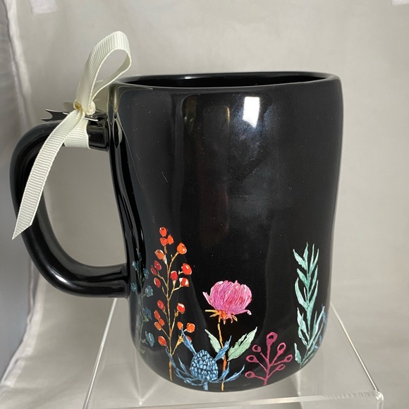 Rae Dunn Toxic Black Mug Cup Flowers Floral Halloween Magenta NEW - Picture 4 of 8